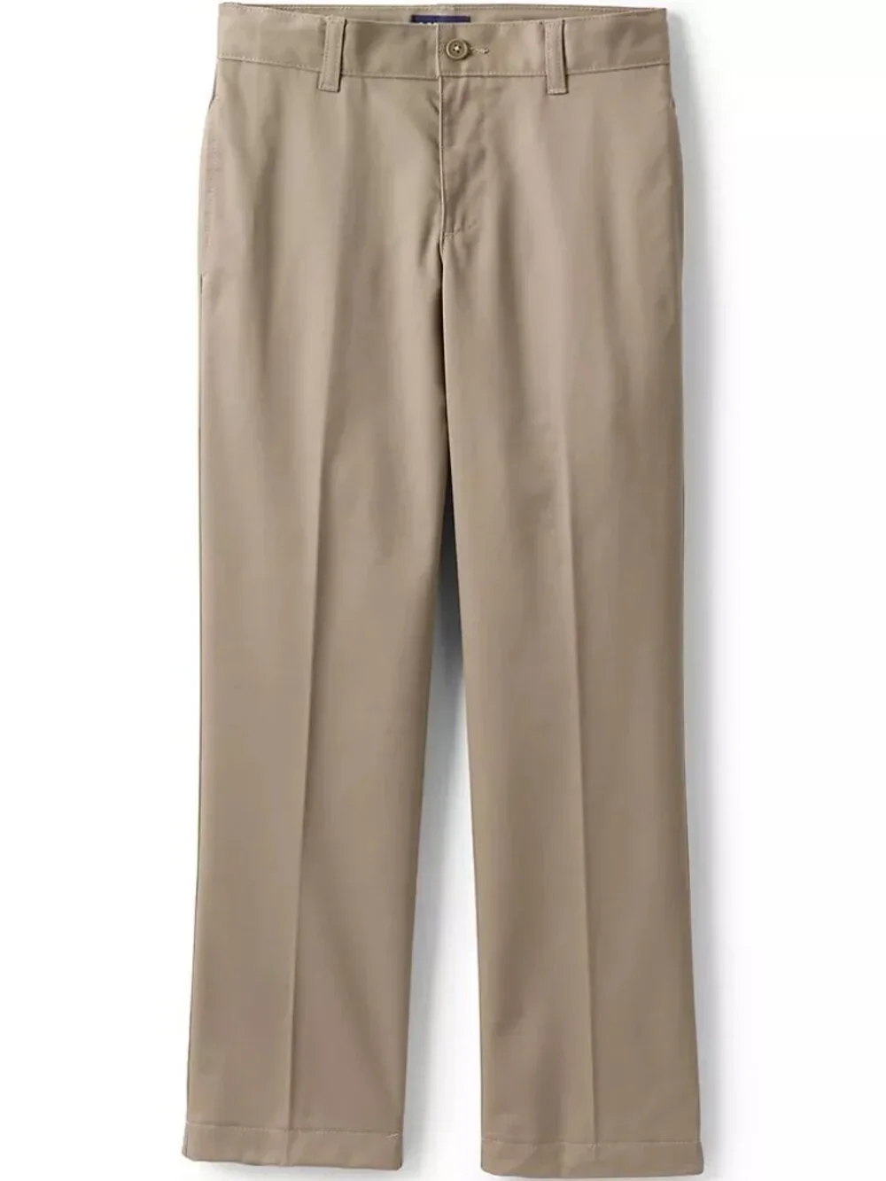 Lands' End Unhemmed School Uniform Boys Iron Knee Plain Front Pants, NWT